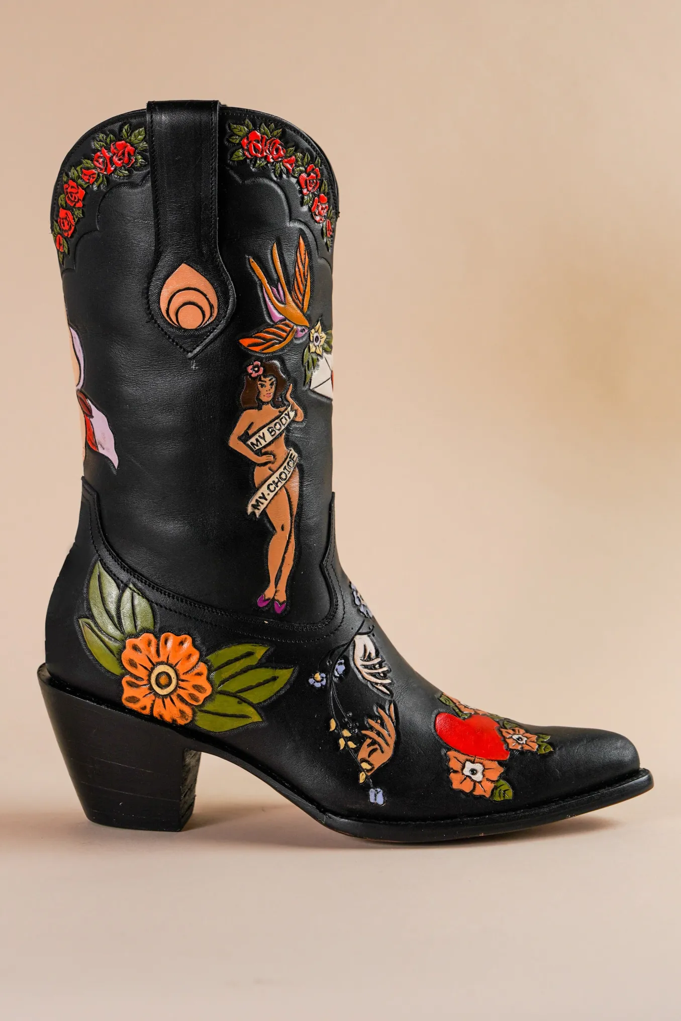 My Body My Choice Doodle Cowboy Bootie