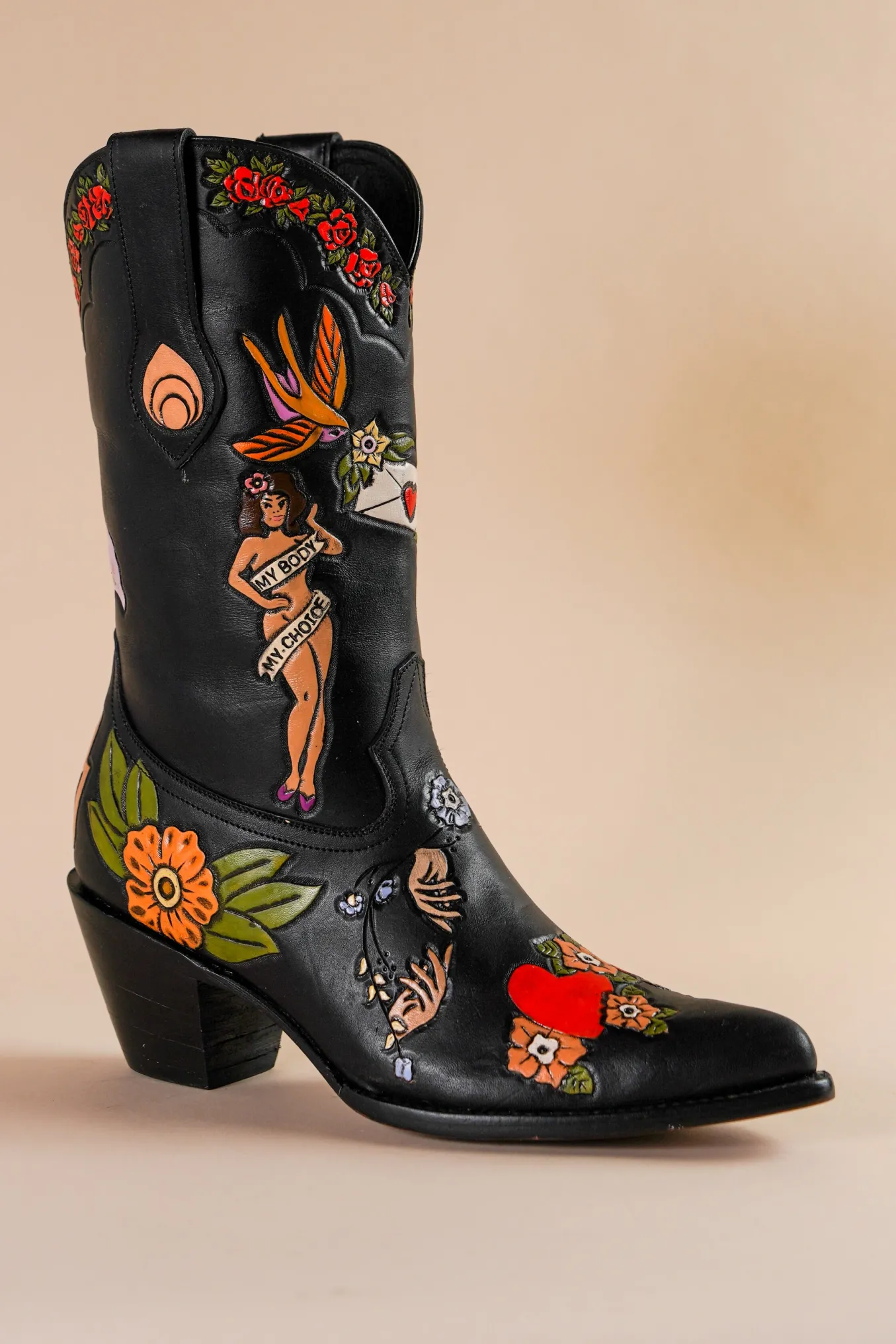 My Body My Choice Doodle Cowboy Bootie
