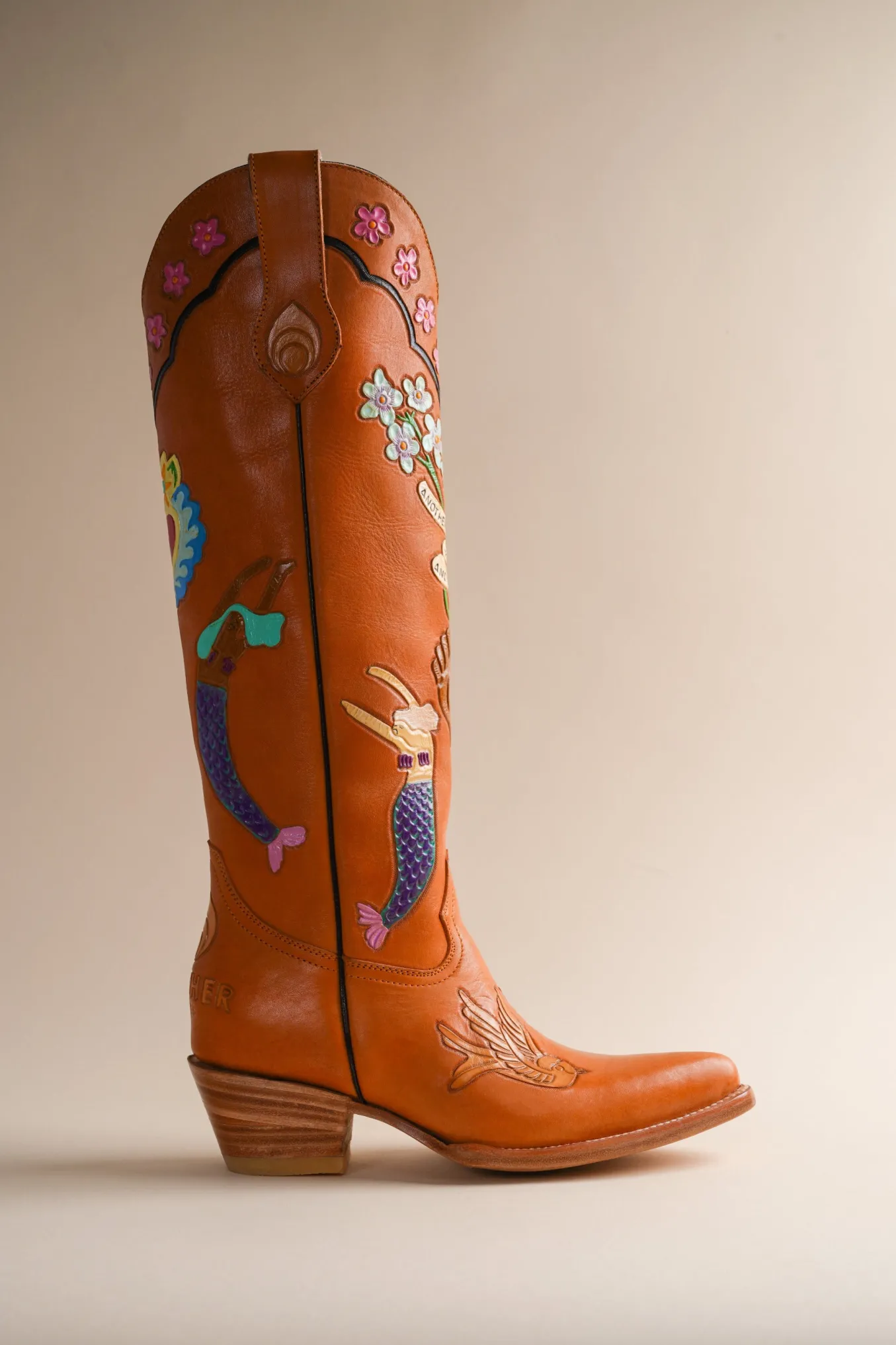 Mermaid Doodle Cowboy Boots
