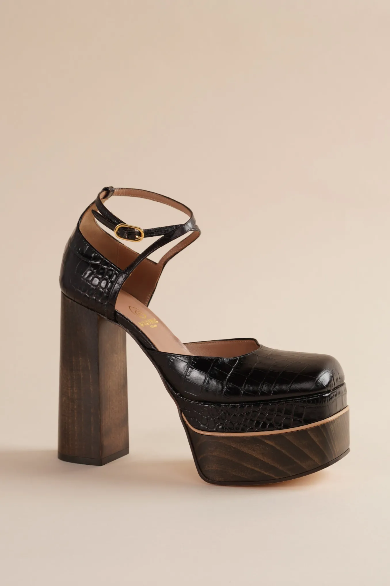 Disco Mary Jane Platform In Espresso Faux Croc